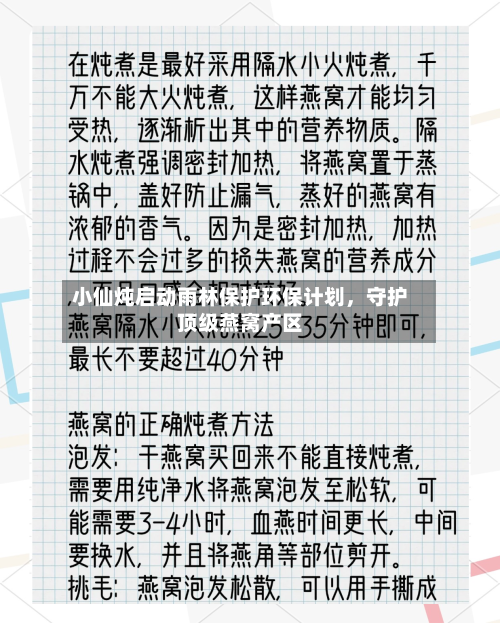 小仙炖启动雨林保护环保计划，守护顶级燕窝产区-第2张图片